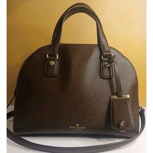 Kate Spade Reiley Domed Large Brown Leather Satchel Purse w Crossbody Strap $499
